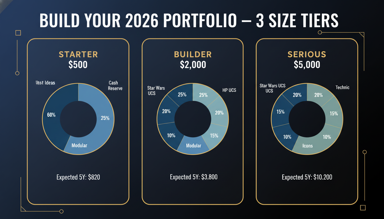 Portfolio sizes — starter, builder, serious