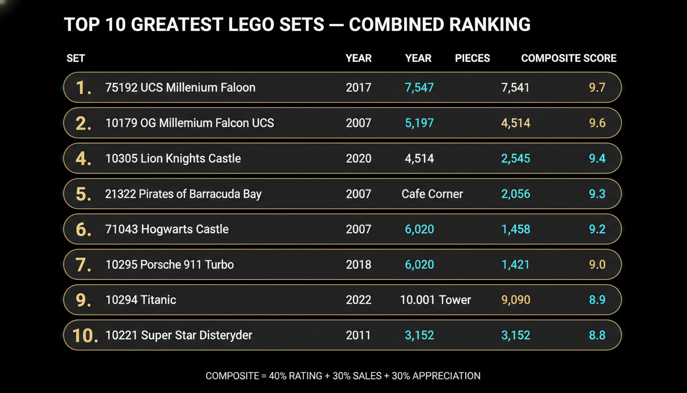 Top 10 greatest LEGO sets — combined ranking 2026