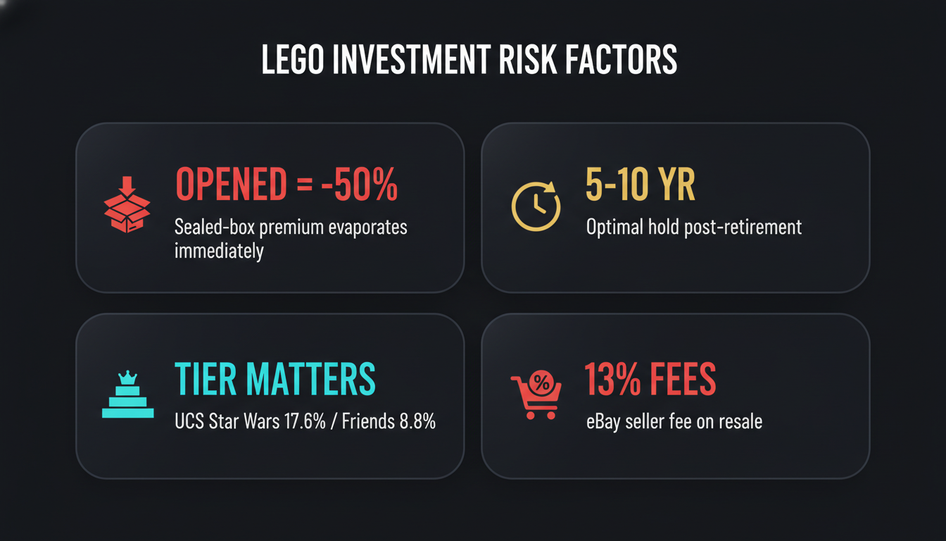 LEGO investment risk factors — opened, hold time, tier, fees