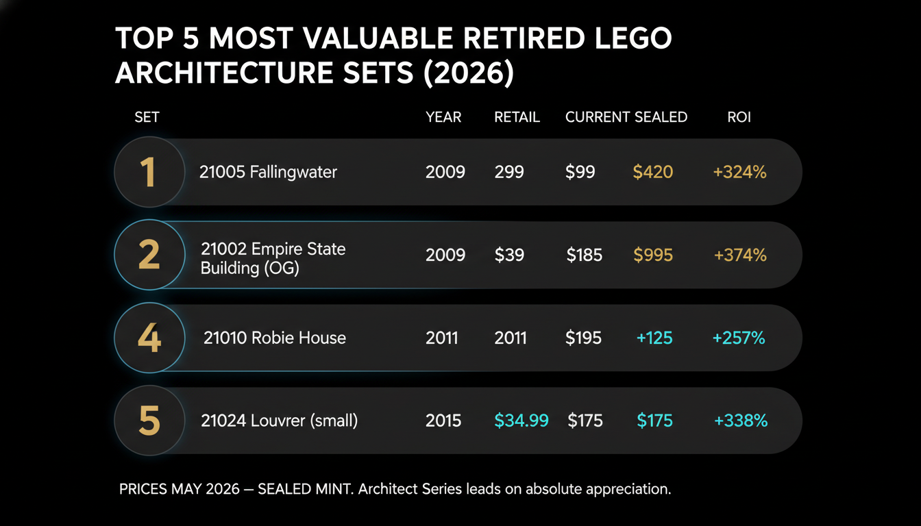 Top 5 most valuable retired LEGO Architecture sets 2026
