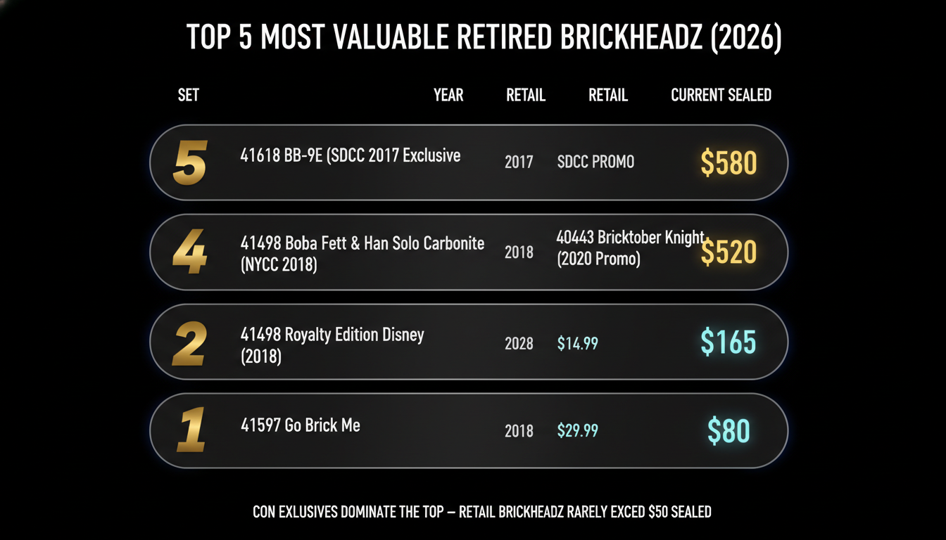 Top 5 most valuable retired LEGO Brickheadz 2026