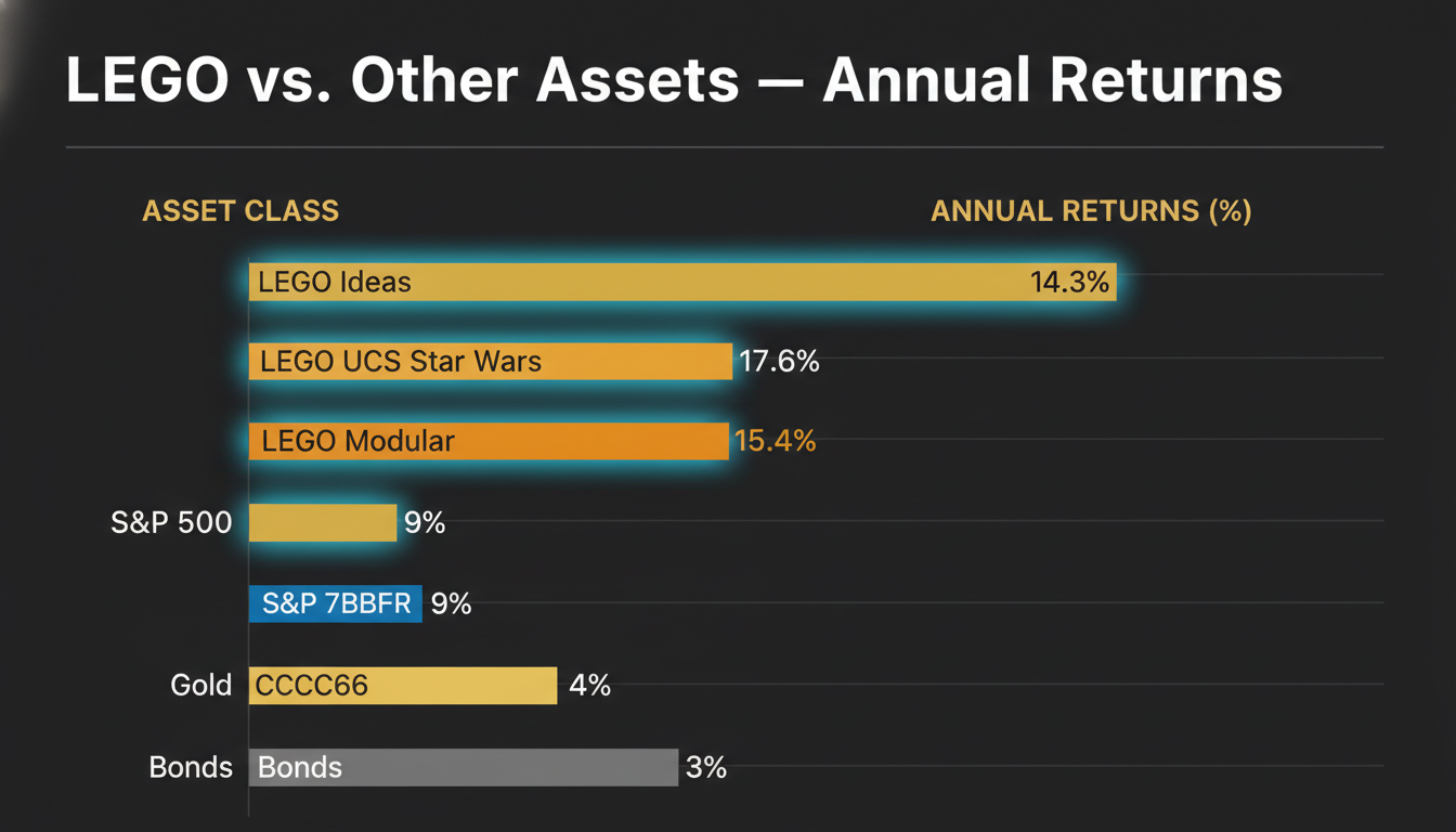LEGO vs other assets — 28-year annualized returns comparison
