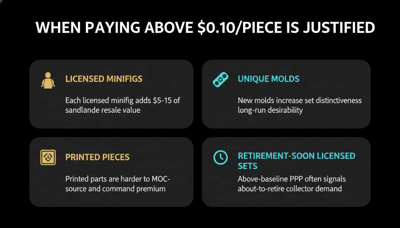 When paying above baseline LEGO price per piece is justified