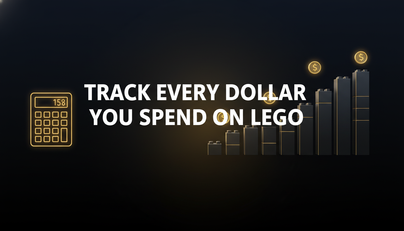 Track every dollar you spend on LEGO — hero graphic showing rising bar chart of bricks with dollar coins